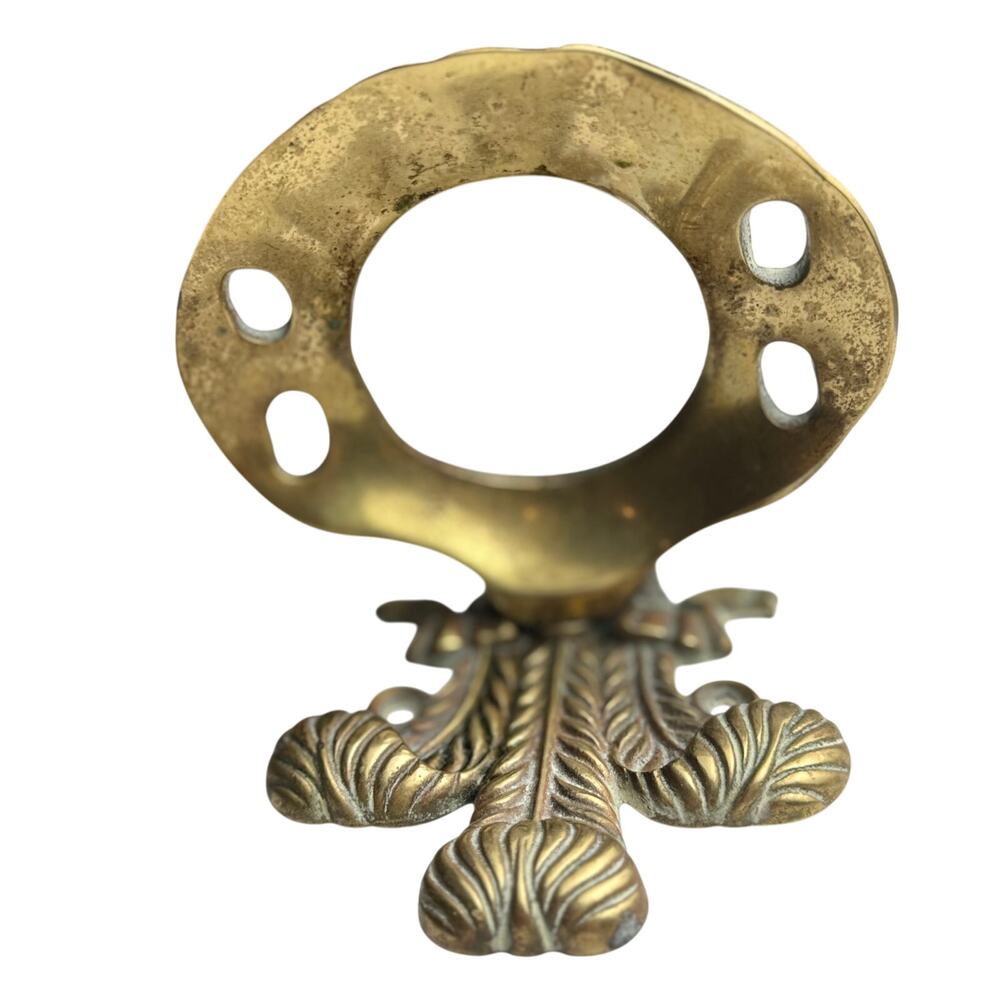 Vintage Brass Wall Toothbrush Holder Ornate Acanthus Bathroom Hardware Patina